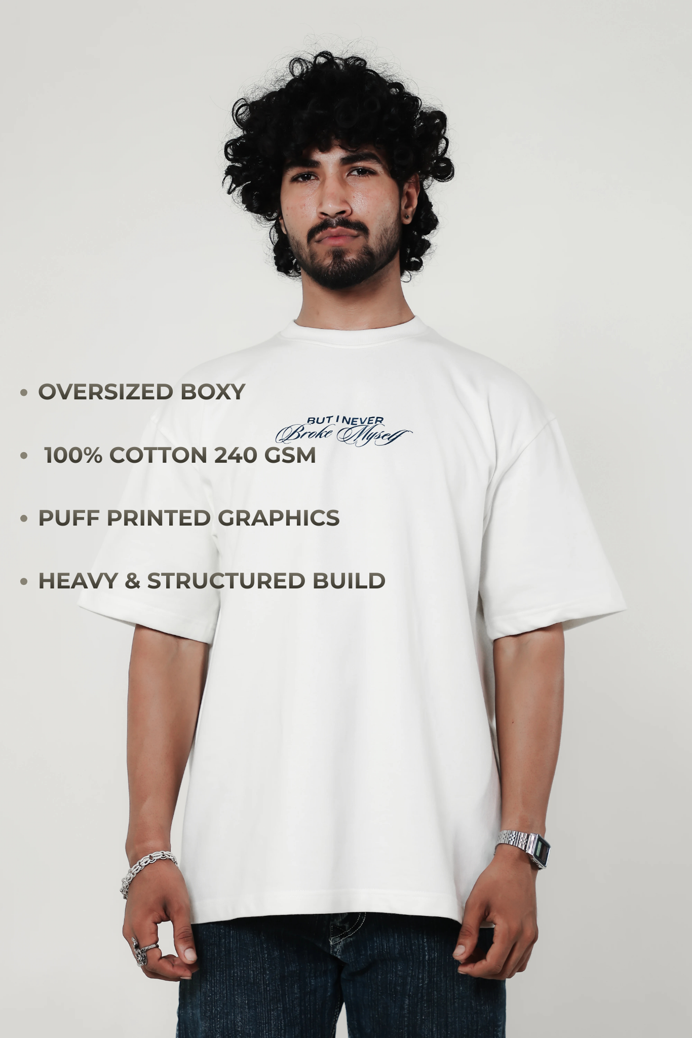 Broke Belief OFFWHITE UNBROKEN BELIEF TEE Heavyweight Oversized T-shirt 240 GSM Streetwear India