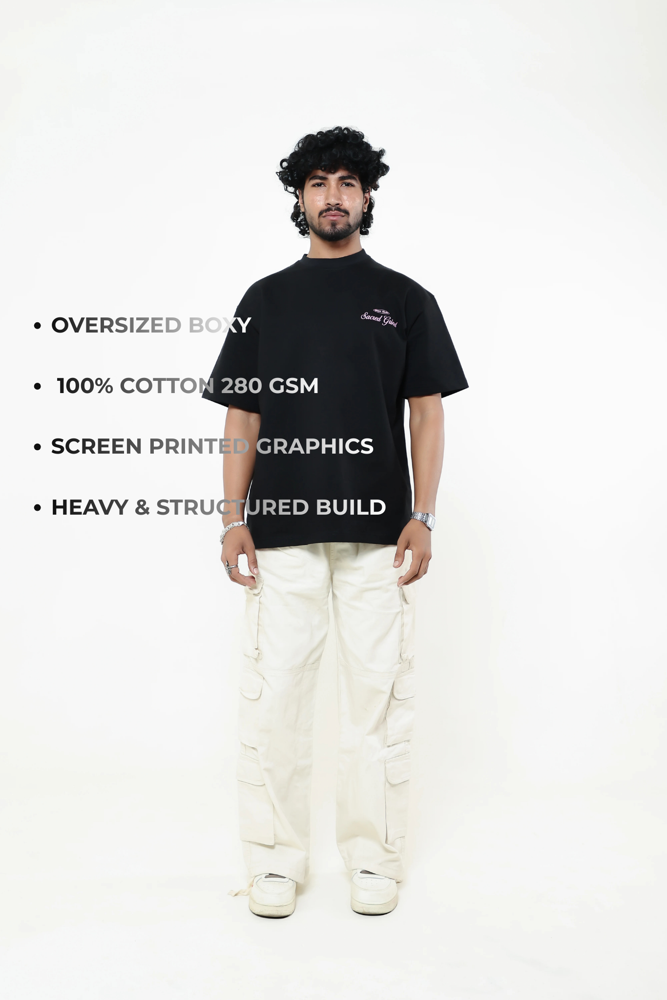 Broke Belief BLACK FAITHWORK TEE Heavyweight Oversized T-shirt 280 GSM Streetwear India