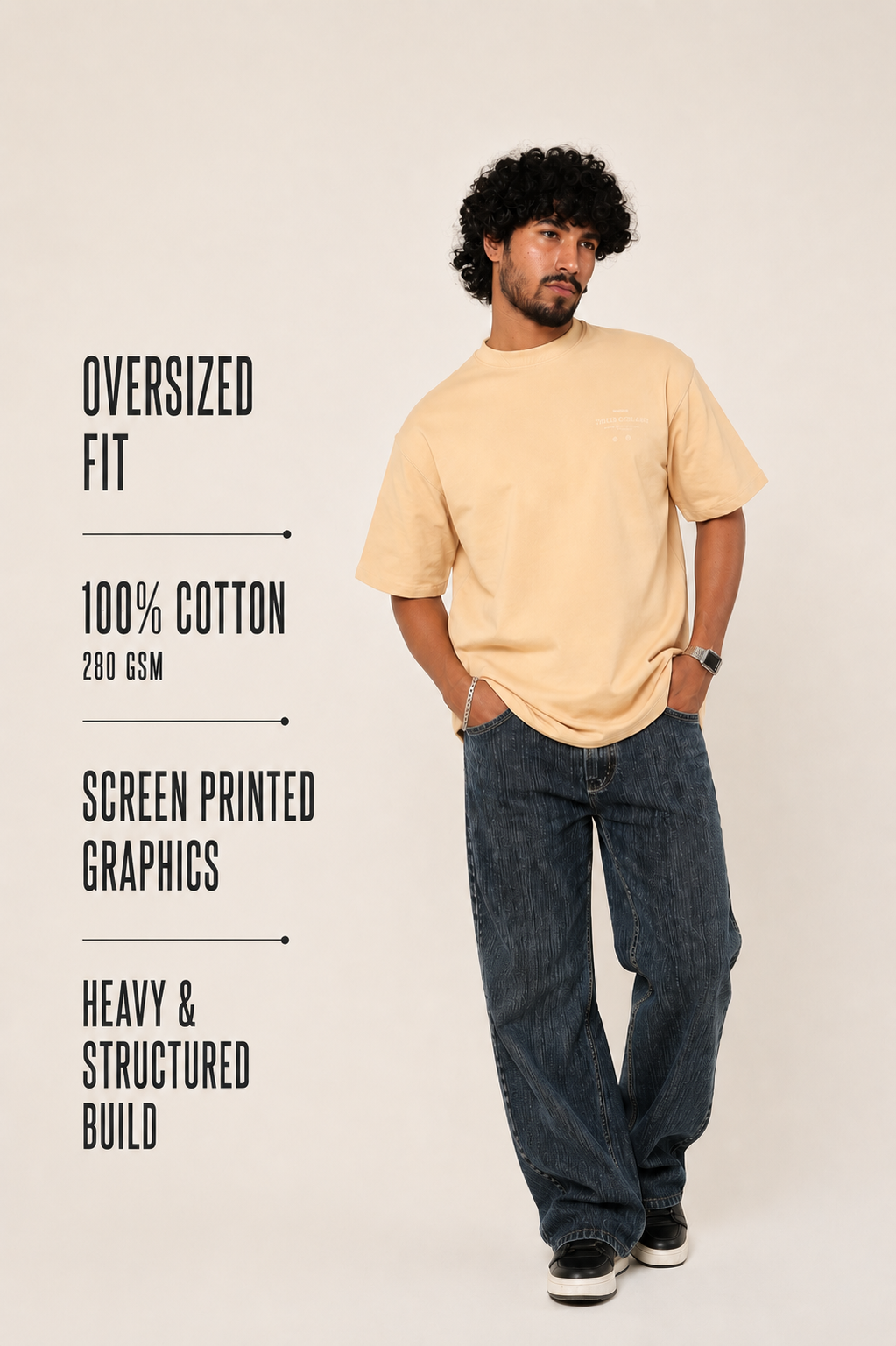 BEIGE STATEMENT ESSENTIAL T-SHIRT