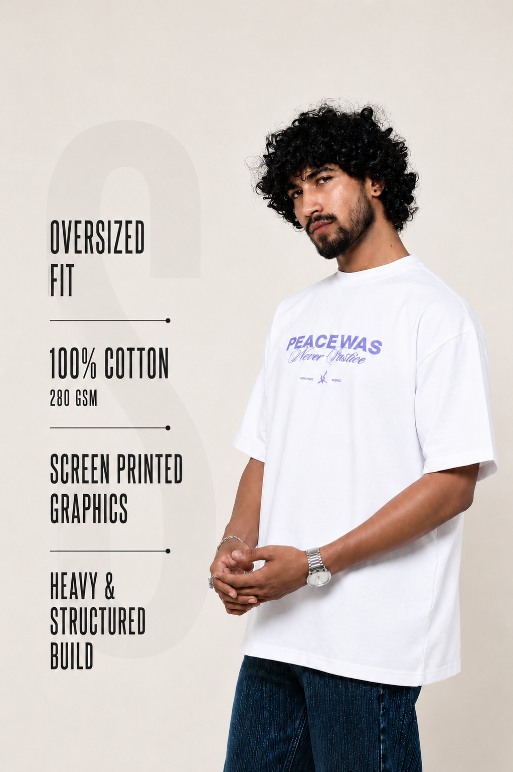 WHITE ACTIVE PEACE T-SHIRT